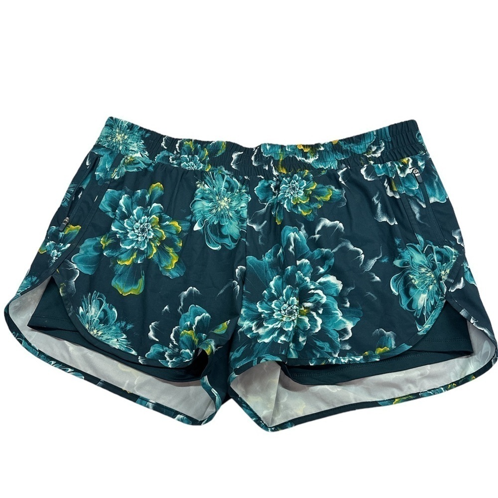 Avia Teal Blue Floral Running Athleisure Shorts Size XXL/2XG/(20)